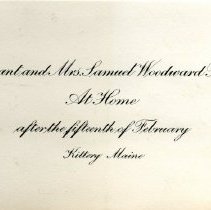 Lieutenant and Mrs. Samuel Woodward Bogan, At Home after the fifteenth of February, Kittery, Maine.